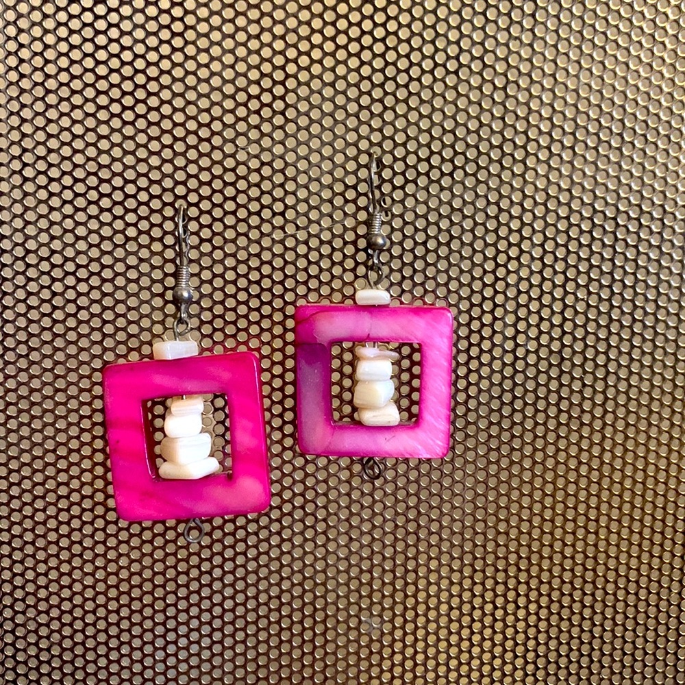 Pink squared earrings